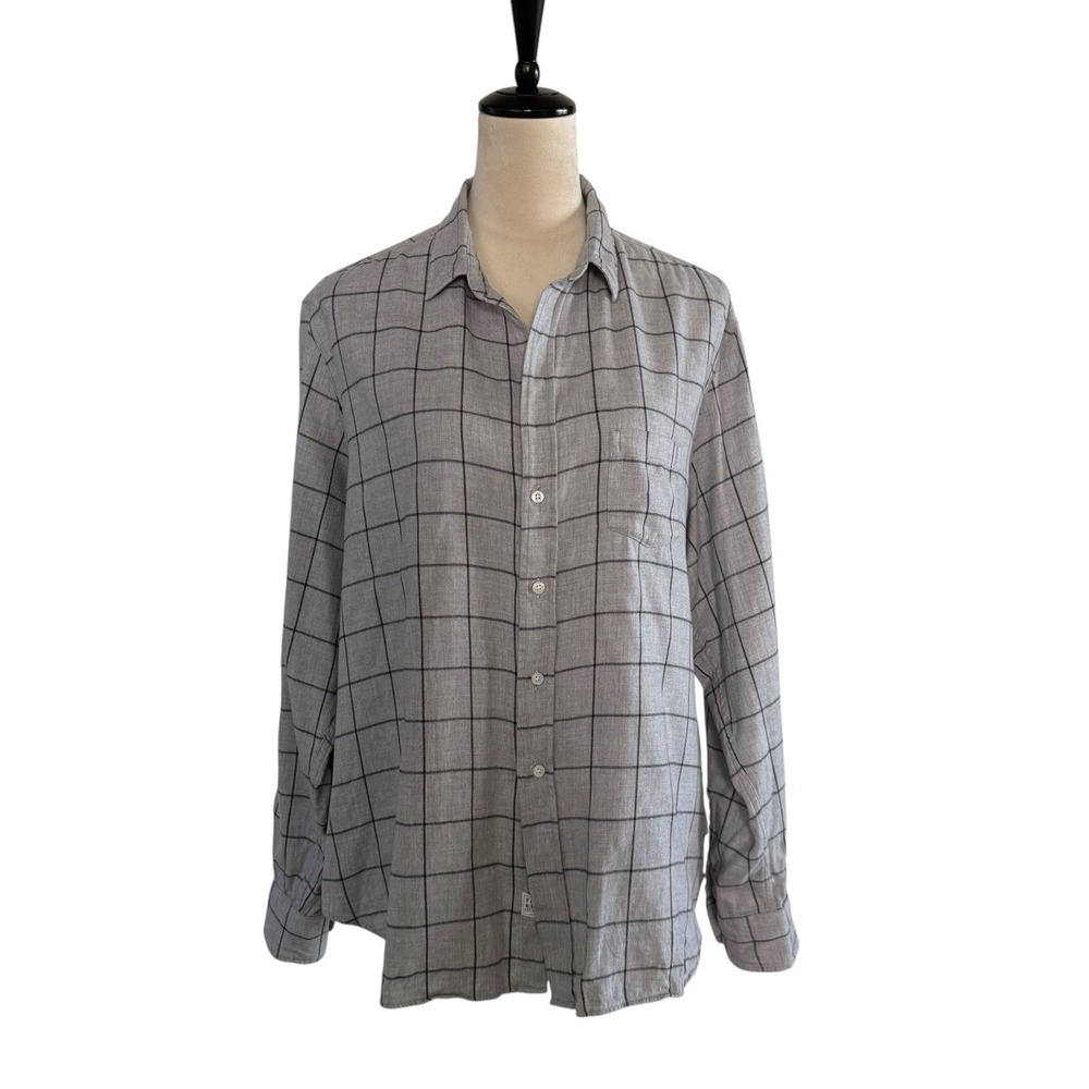 Frank & Eileen "Eileen" "Italian Cashmere Touch" Gray Plaid Button Up Shirt XL